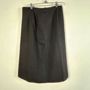 Vintage Gino Paoli Womens Black Wool Midi Skirt Size 18 Career Made In Italy